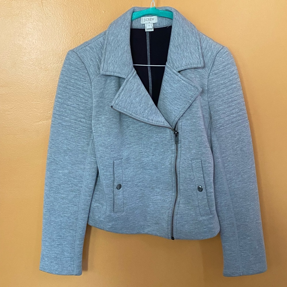 J. Crew Grey Jersey Knit Motorcycle Jacket Size S